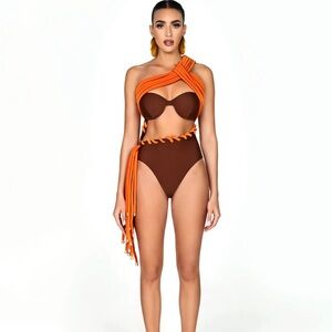 Chic Brown and Orange Bikini